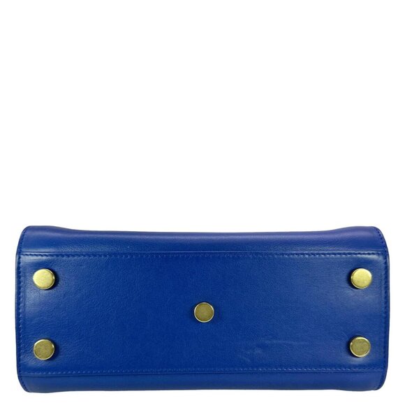 Yves Saint Laurent Sac de Jour Nano Leather Crossbody Bag Blue - Picture 6 of 11